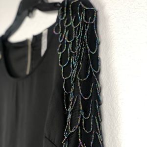 Black Crop Top With Beading Detail